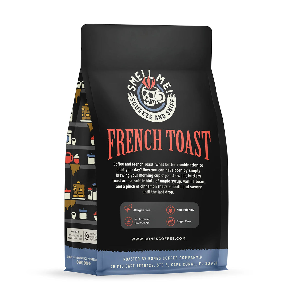 Bones Coffee French Toast — back of bag