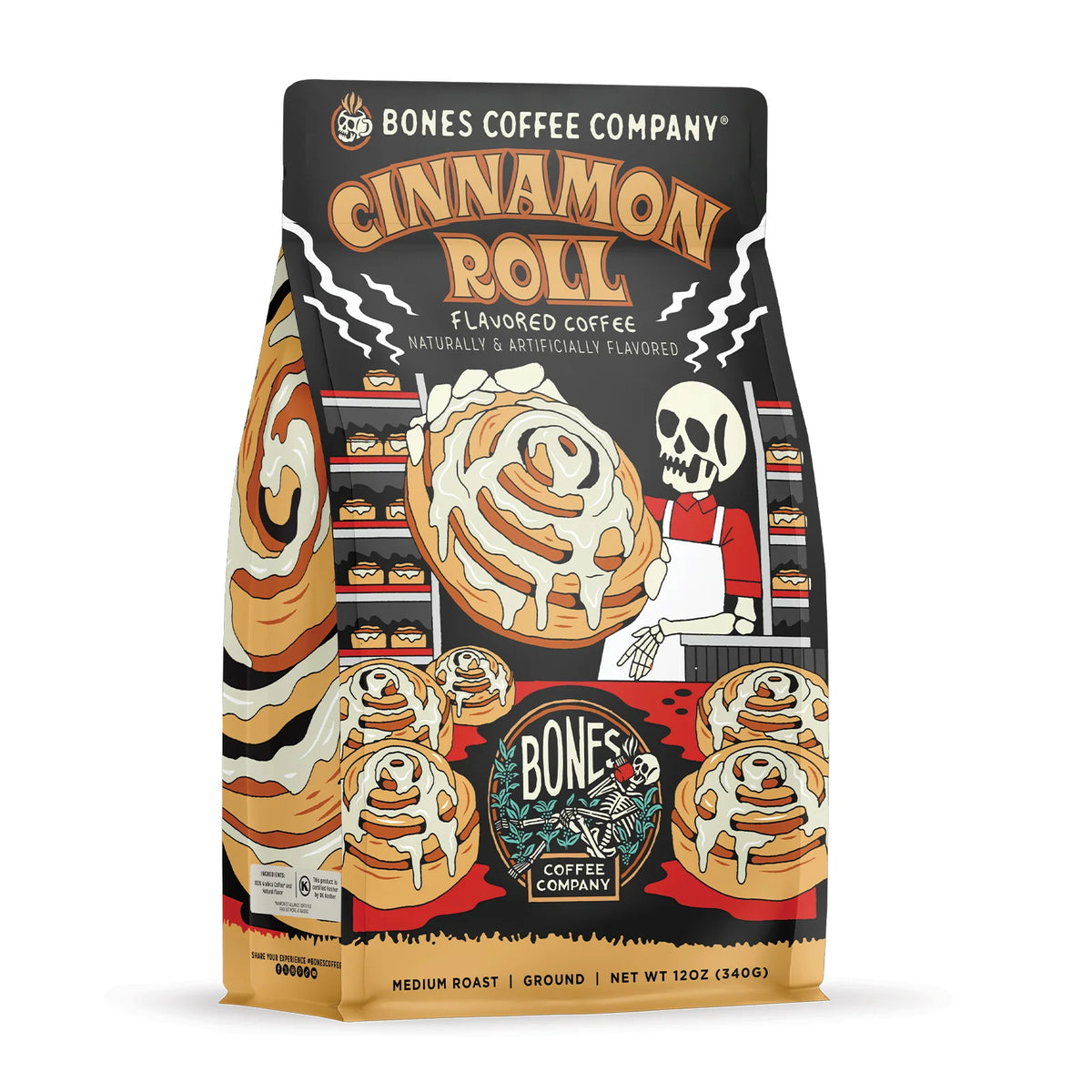 Bones Coffee Cinnamon Roll — front of bag