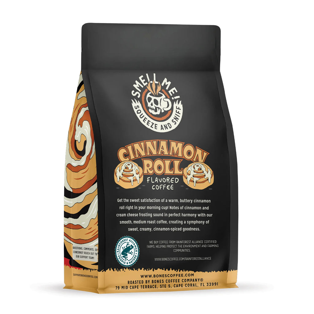 Bones Coffee Cinnamon Roll — back of bag